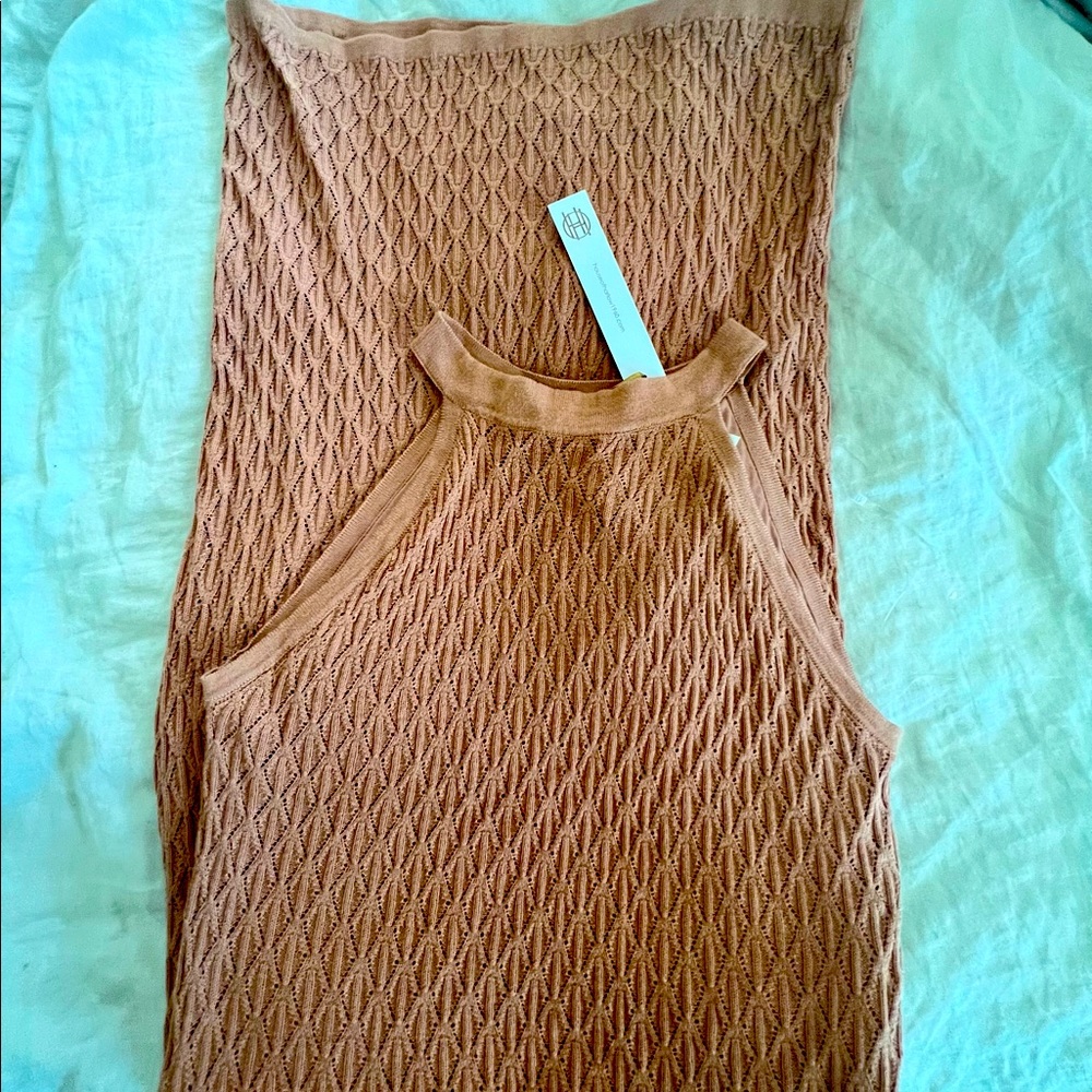 House of Harlow 1960 X REVOLVE, Halter midi knitwear dress, camel color, S